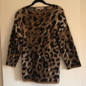 Anthropologie Lineamaglia womens Medium cheetah print mohair blend sweater